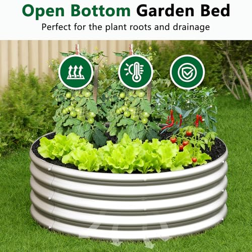 Galvanized Raised Garden Bed – Round Metal Planter Box for Vegetables, Flowers & Fruits