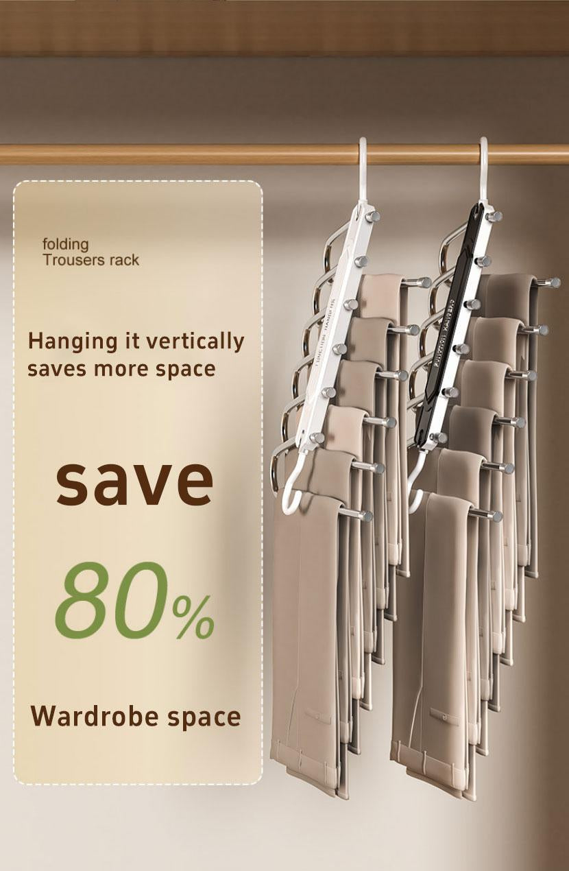 6 Layer Pants Hanger Space Saving Closet Organizer with 50mm Wide Spacing