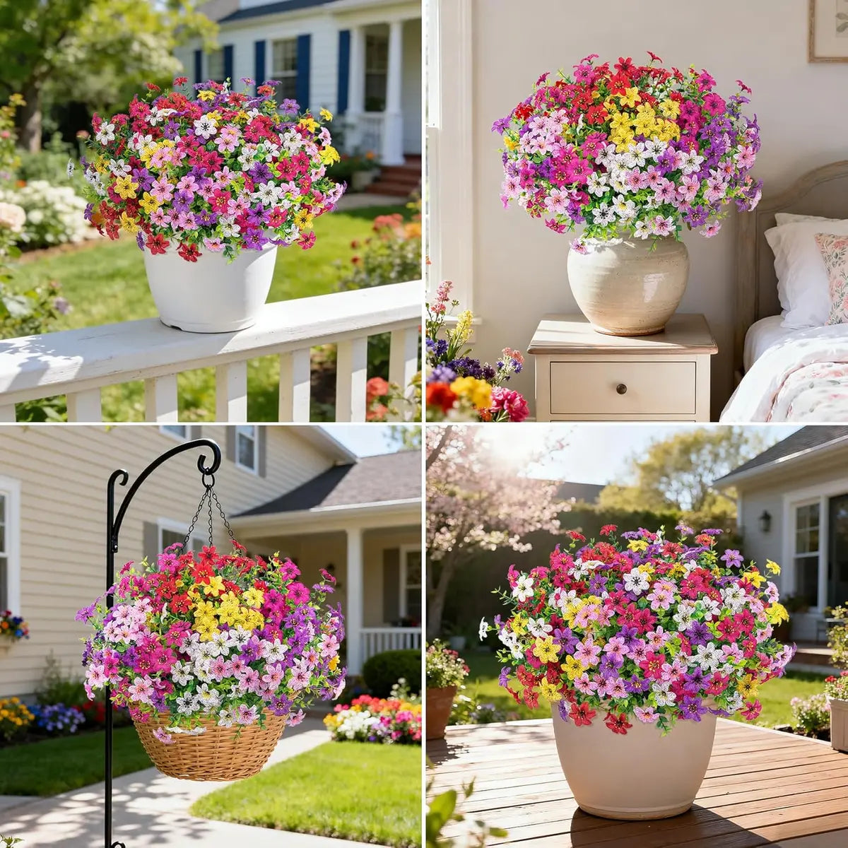 24&48Bundles UV Resistant Artificial Flowers – Vibrant Faux Florals for Indoor & Outdoor