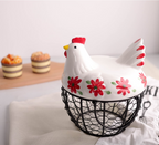Ceramic Egg Basket with Chicken Lid – Holds 20-25 Eggs, Farmhouse Kitchen Countertop Storage