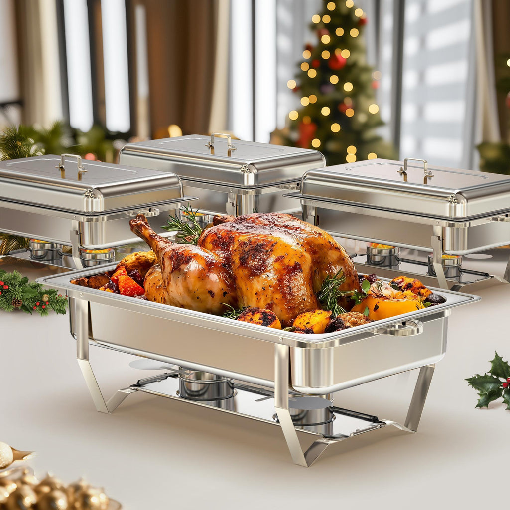 9QT Chafing Dish Set – Foldable Stainless Steel Buffet Warmer with Full or Multi-Size Pans