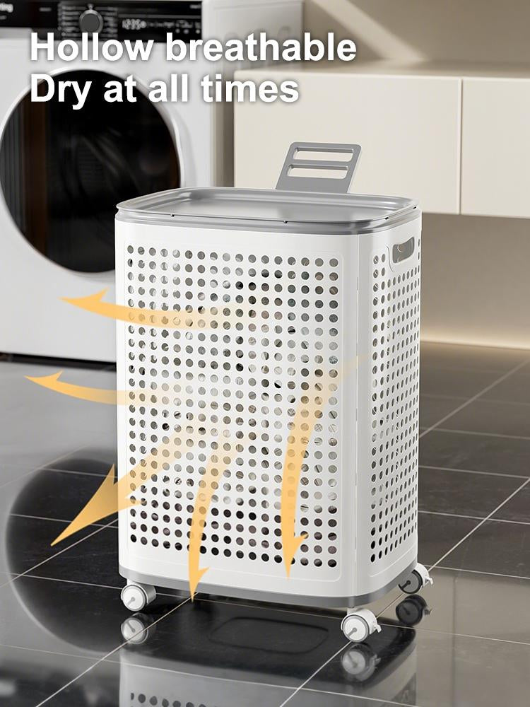 Laundry Basket with Wheels & Lid – Ventilated, Odor-Resistant, Portable Storage