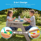 👶Children's Day gift👧Kids 3-in-1 Sand & Water Activity Table with Umbrella – Outdoor Convertible Picnic Table