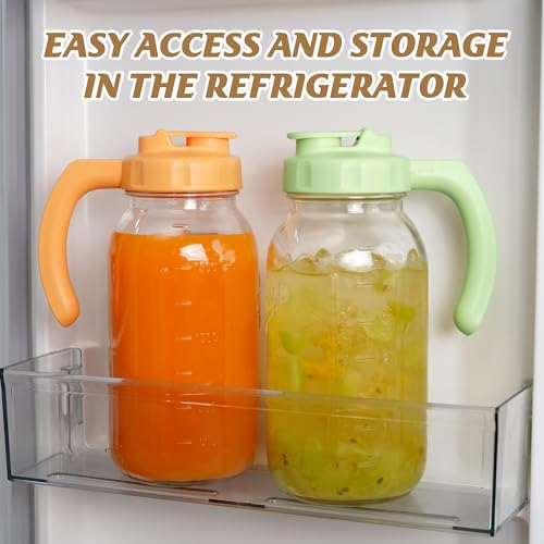 64oz Mason Jar Pitcher with Flip Spout Lid & Handle – Leak-Proof