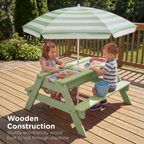 👶Children's Day gift👧Kids 3-in-1 Sand & Water Activity Table with Umbrella – Outdoor Convertible Picnic Table