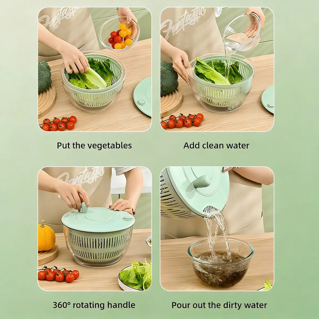 Salad Spinner & Chopper – Wash, Spin, Slice &Serve in One Bowl 🥗✨