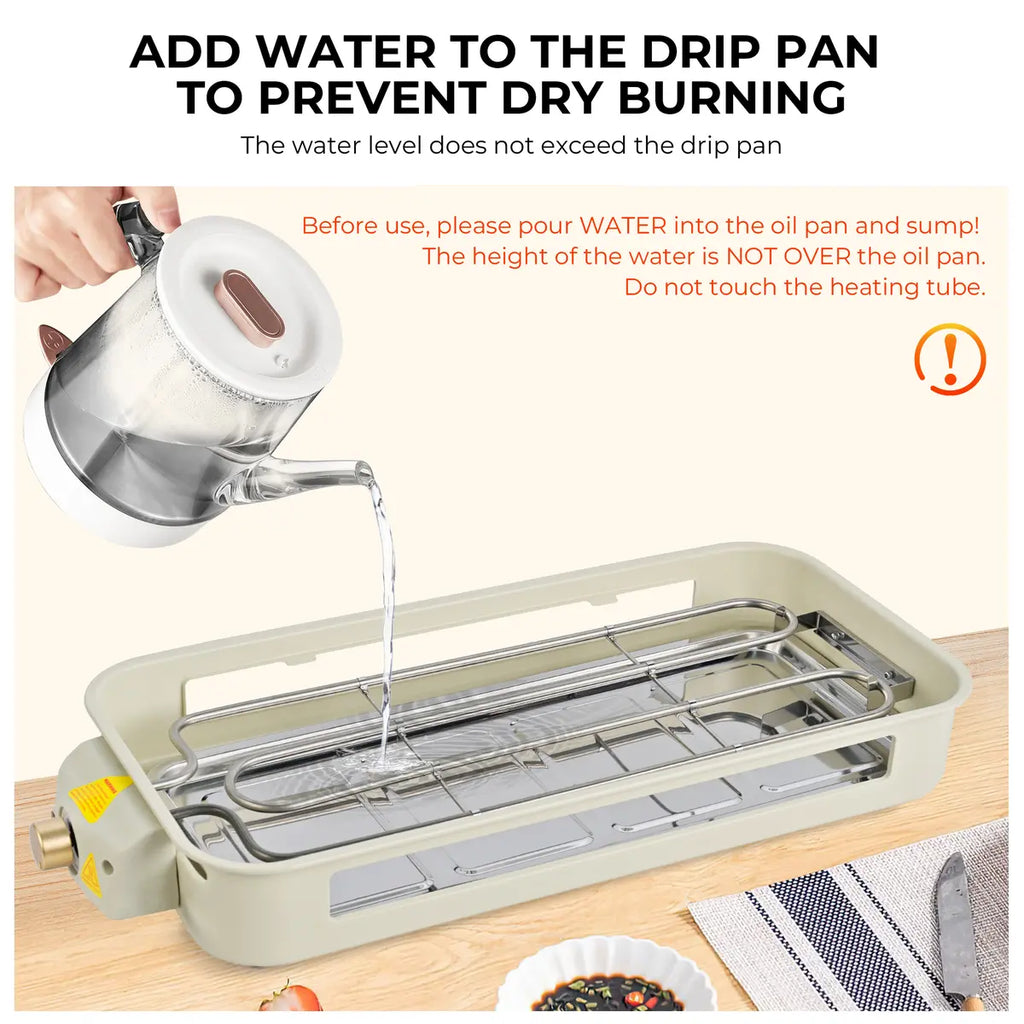 Electric Indoor Grill & Griddle - 2-in-1 Smokeless Kitchen Grill, 1500w, Dishwasher Safe, BBQ Pan with Non-Stick Plates