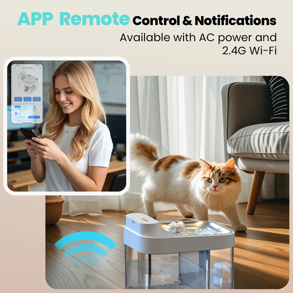 🐱🌺2026 Smart Cat Water Fountain with Wi-Fi APP Control & 5000mAh Battery