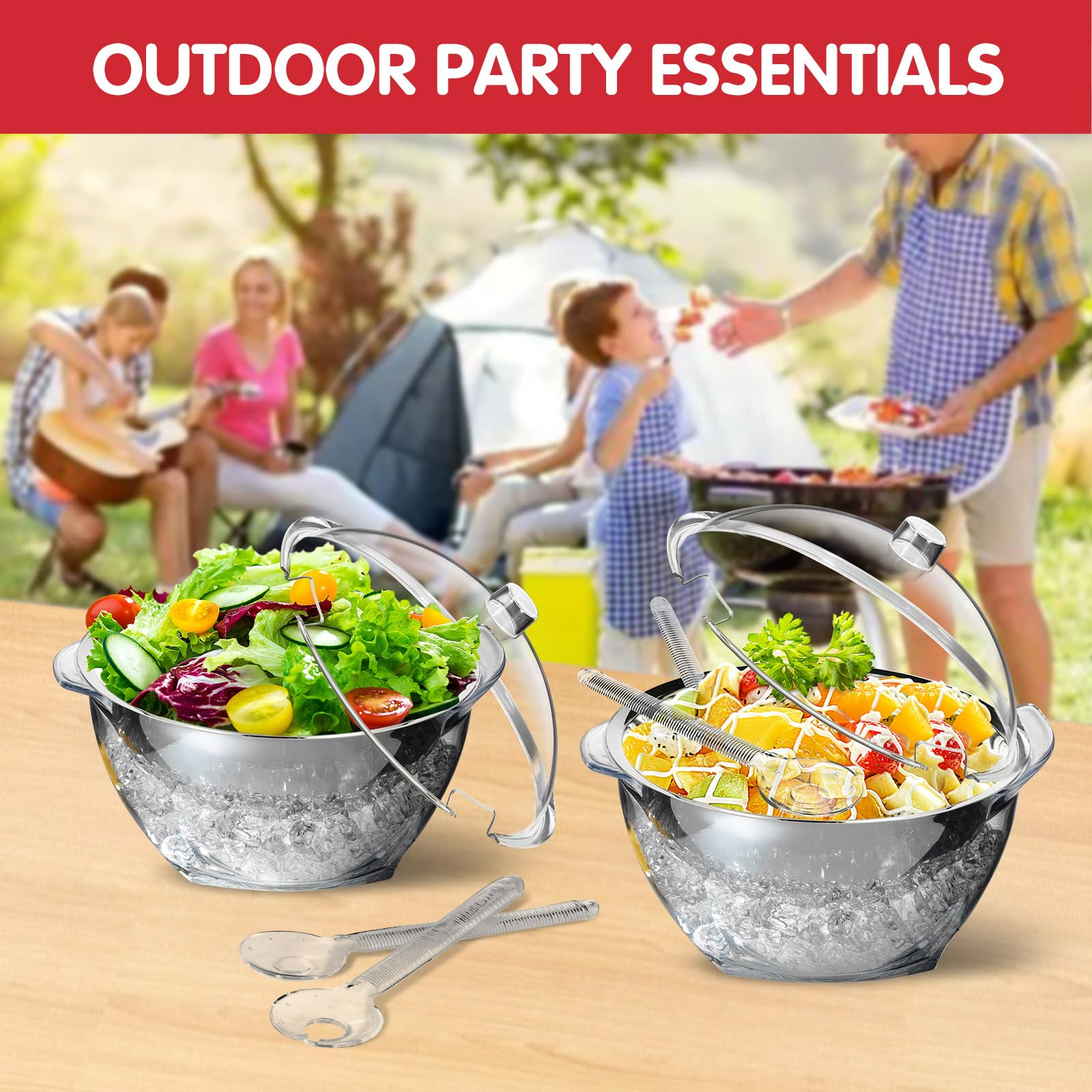 Ice Chilled Dip Bowl Set – 2‑Pack, Stainless Steel + Acrylic 🧊🥣
