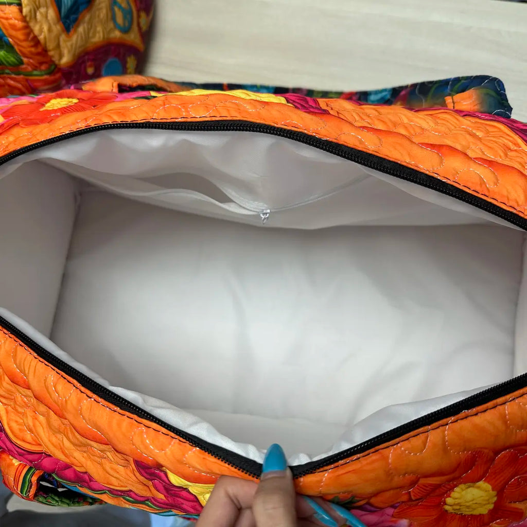 Unisex Boho Quilted Weekender Travel Bag, Lightweight & Comfortable, Hippie Design