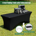 6ft Foldable Table Set with Tablecloth – Heavy Duty Portable Party Table for Indoor/Outdoor Events