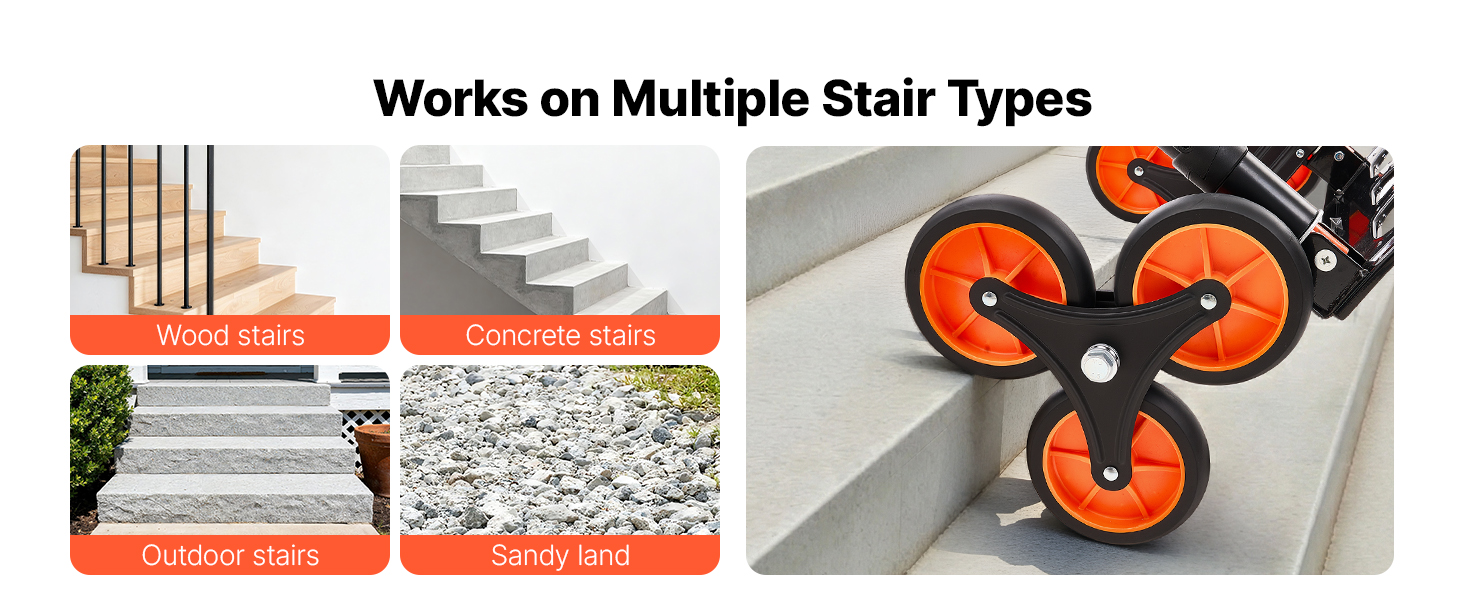 Stair Climbing Cart – 260 lb Capacity, Foldable with Telescoping Handle & 6 Mute Wheels