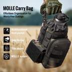 64 oz Tactical Water Bottle – Vacuum Insulated, 3 BPA-Free Lids, Includes MOLLE Pouch