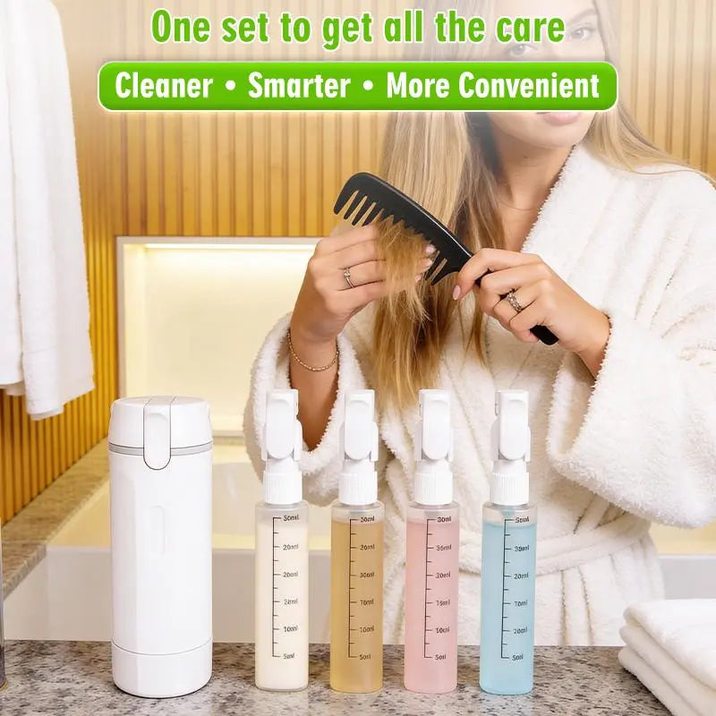 4-in-1 Travel Dispenser Bottle – Leak-Proof Silicone, Compact Toiletry Organizer