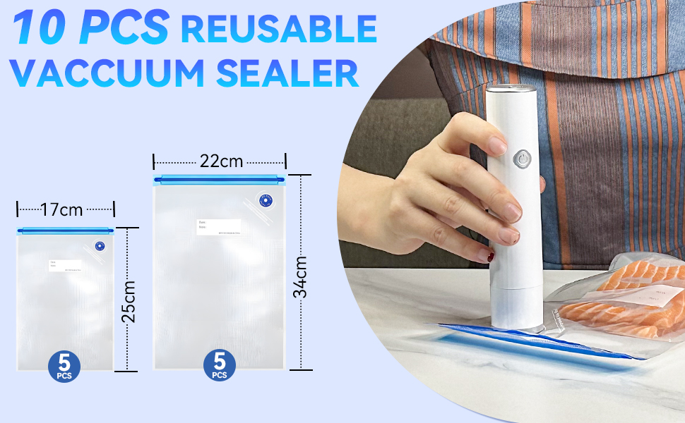 Portable Food Vacuum Sealer with 30 Bags – Keep Food Fresh On the Go