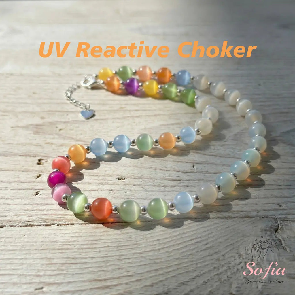 Magic Sun Choker – UV-Reactive Rainbow Beads for Indoor &amp; Outdoor Wear 🌞📿