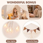 Kids Play Tent with Star Lights – Portable, Foldable Dome Teepee for Indoor & Outdoor Play