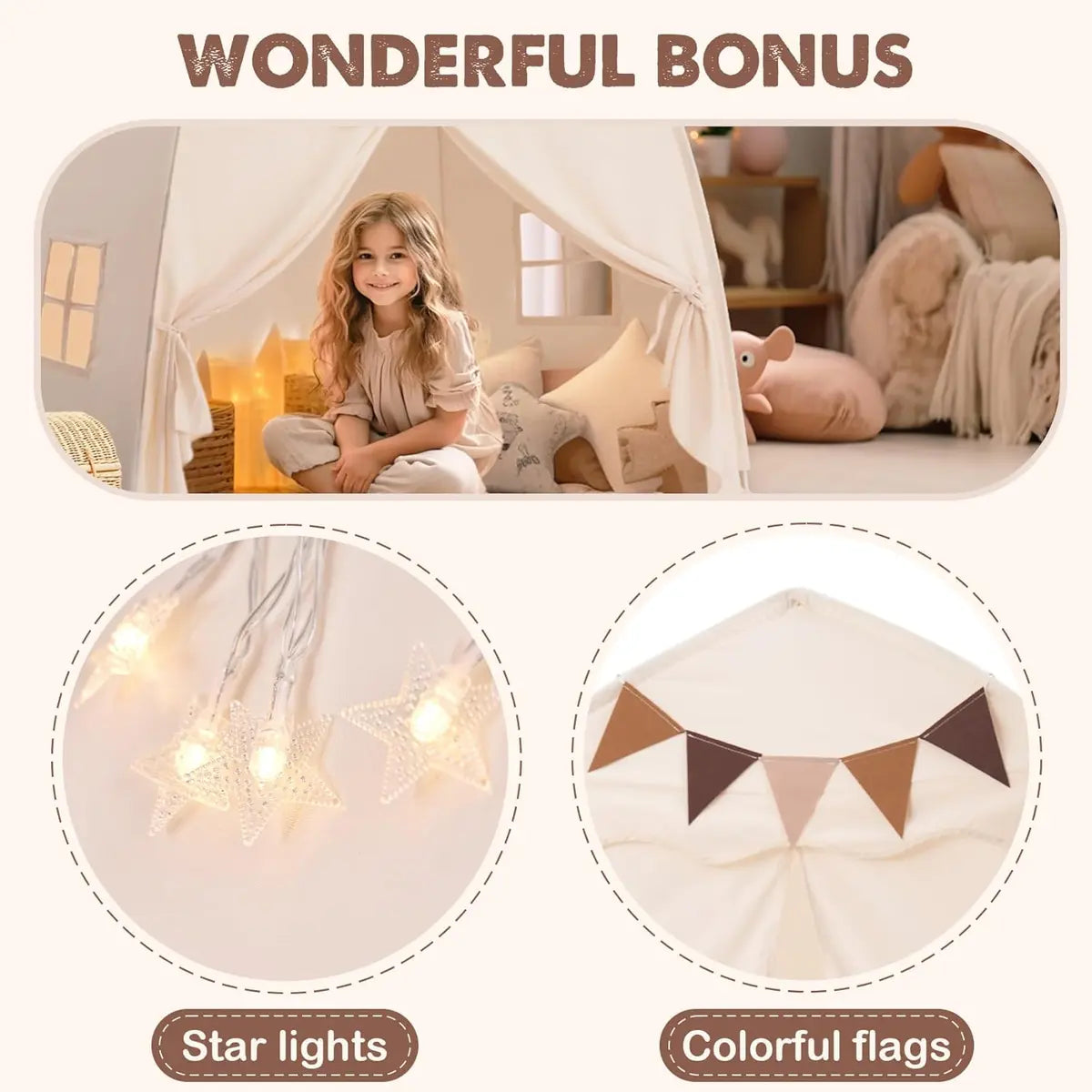 Kids Play Tent with Star Lights – Portable, Foldable Dome Teepee for Indoor & Outdoor Play
