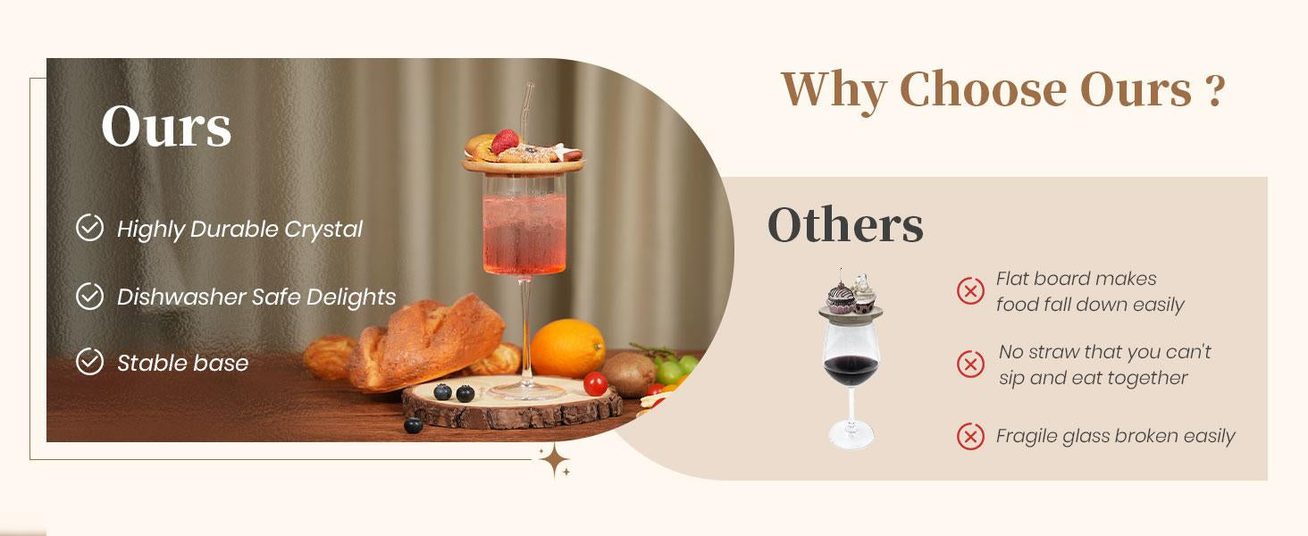 Wine Glass with Charcuterie Topper – Built‑in Snack Plate & Straw 🍷🧀