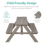 🔥🛟Outdoor essentials🌲Kids Outdoor Picnic Table with Umbrella – Wooden Activity Table, 220 lb Capacity
