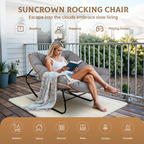 Oversized Wicker Papasan Rocking Chair with Cushion – 450 lb Capacity, Indoor/Outdoor Lounge Chair