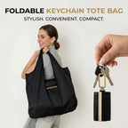 Keychain Foldable Tote Bag – Nylon &Leather, Expandable Design 👜🔑
