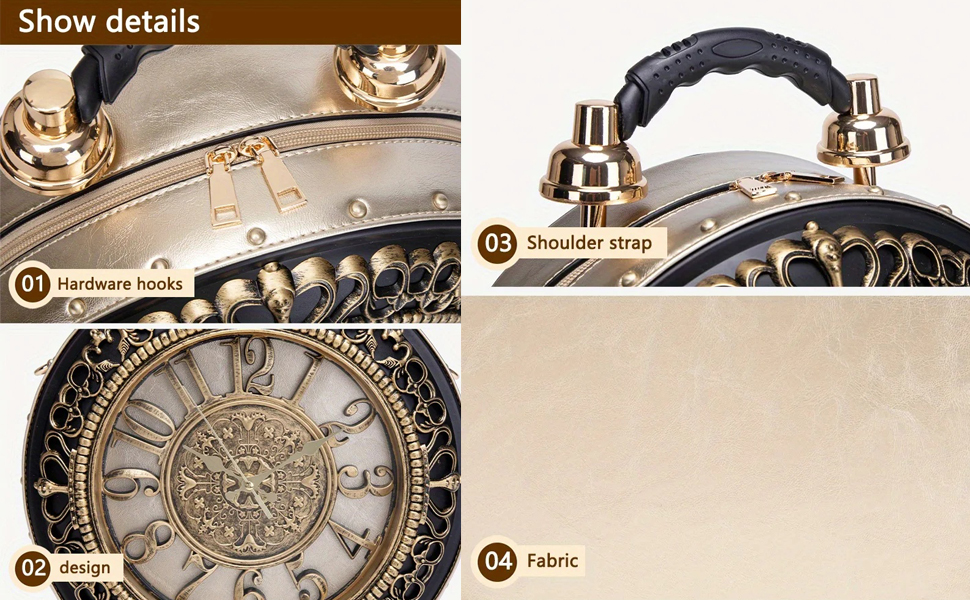 Steampunk Clock Crossbody Purse – Retro Vintage Shoulder Bag