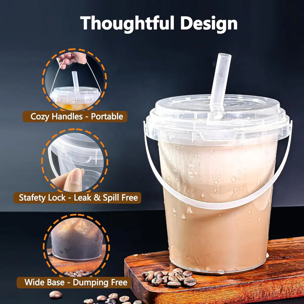 Clear Plastic Cups with Lids & Straws – Sturdy, Reusable & Leak-Proof