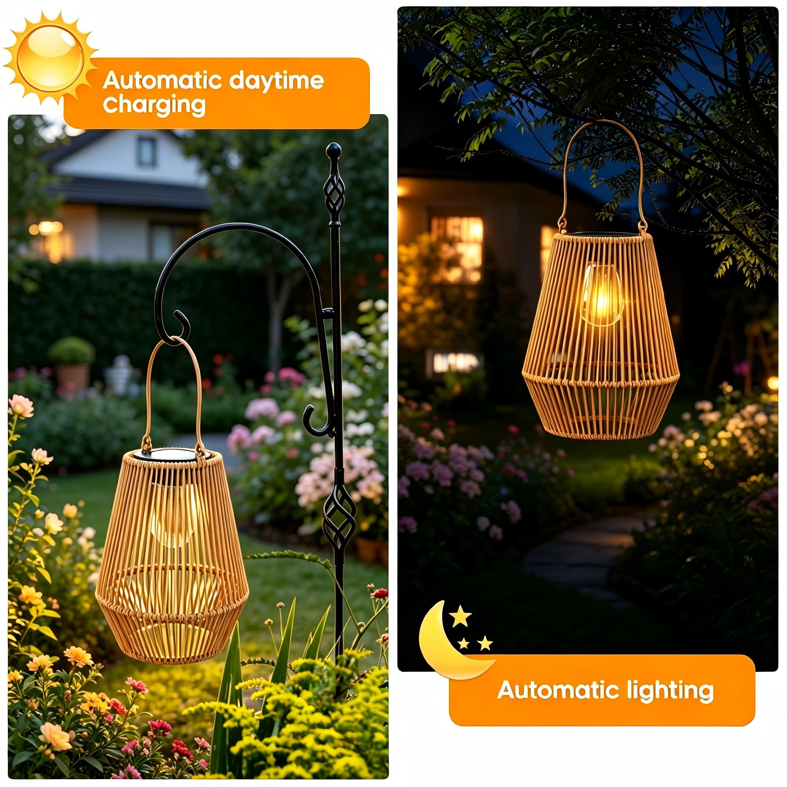 Handwoven Rattan Solar Lanterns – 2700K Warm Glow, IP65 Waterproof 🏮🌿
