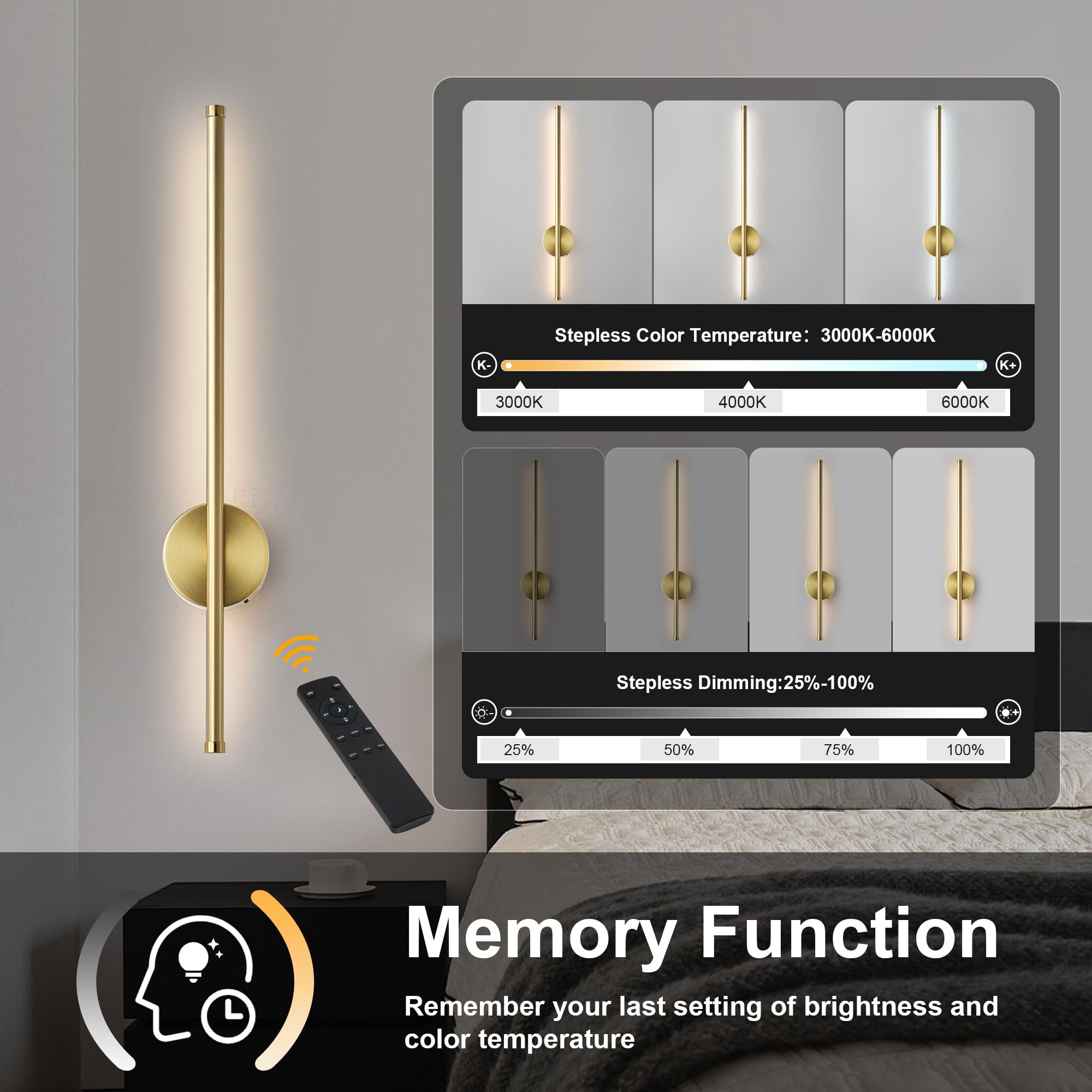 Battery‑Operated LED Wall Sconce – Remote + Touch, No Wiring Needed 💡🏠