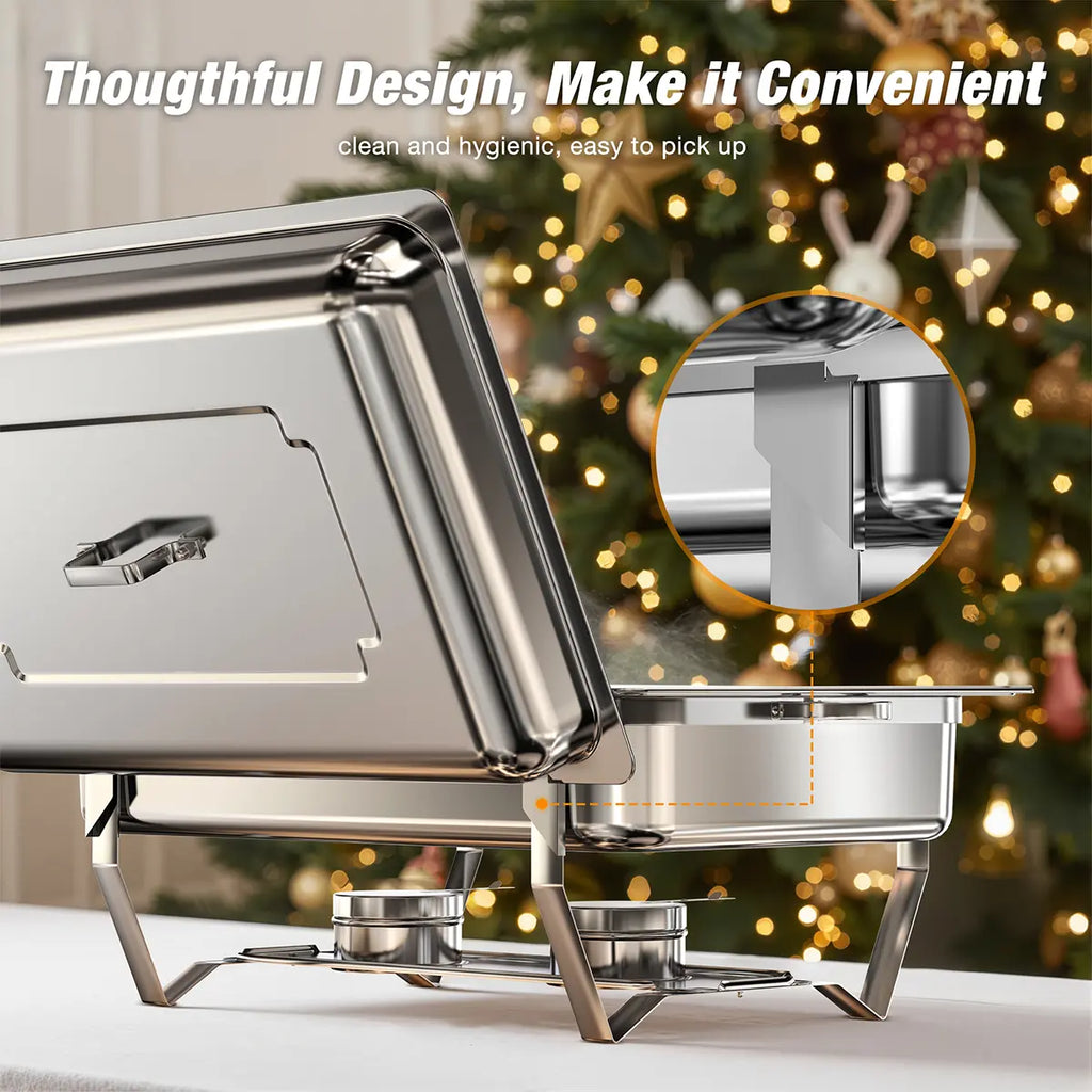 9QT Chafing Dish Set – Foldable Stainless Steel Buffet Warmer with Full or Multi-Size Pans