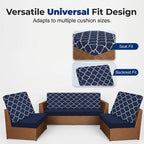 Stretch Patio Cushion Covers – Navy Trellis, Splash-Resistant 🛋️🌊