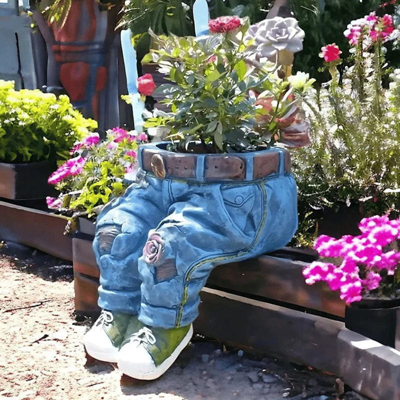 Denim Jeans Flower Pot – Realistic Resin Planter, Indoor/Outdoor 👖🌱