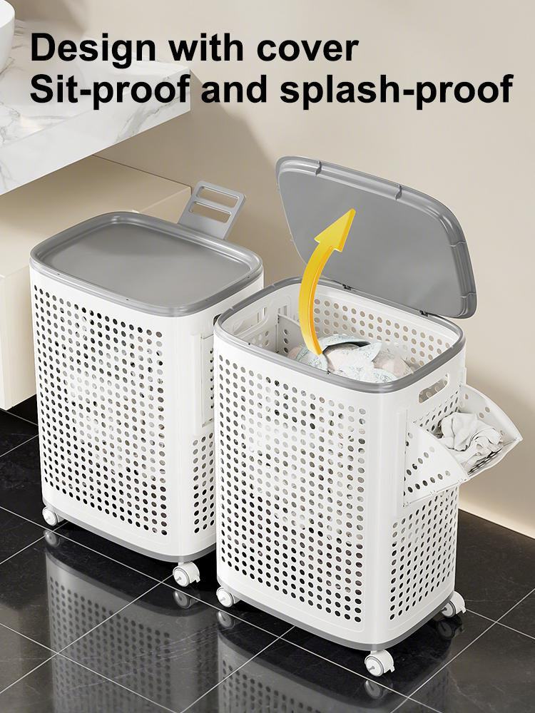 Laundry Basket with Wheels & Lid – Ventilated, Odor-Resistant, Portable Storage