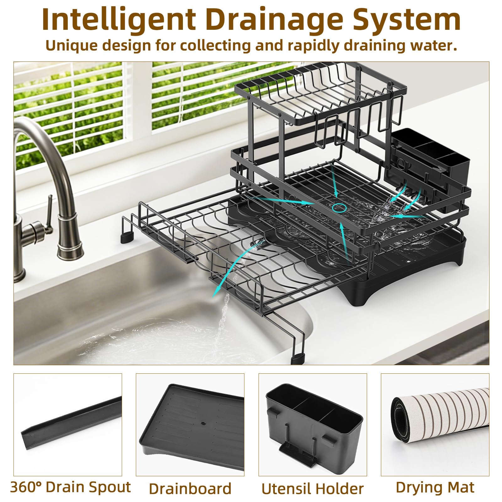 Foldable Dish Drying Rack with Pull‑Out Tray 🍽️🔄