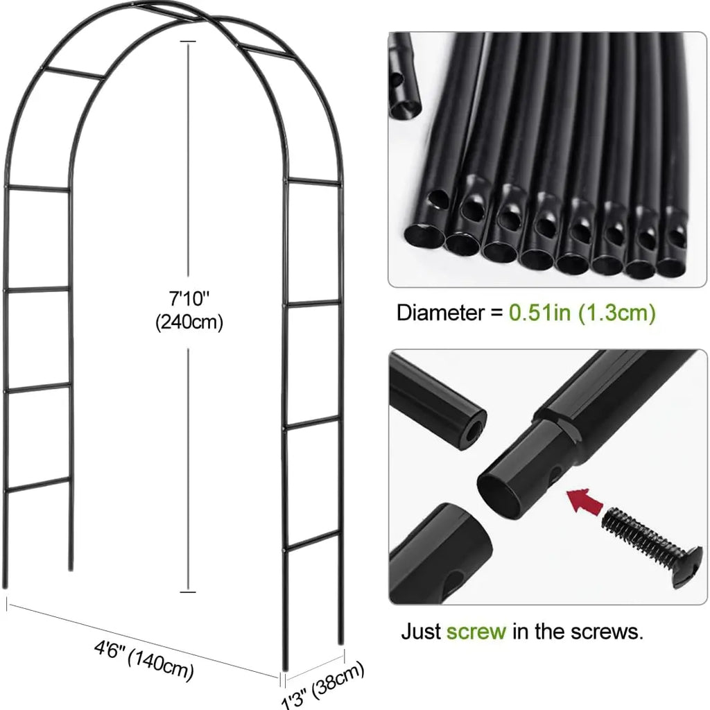 7.9ft Metal Pergola Arch – Freestyle Garden Trellis for Climbing Plants, Wedding & Outdoor Decor