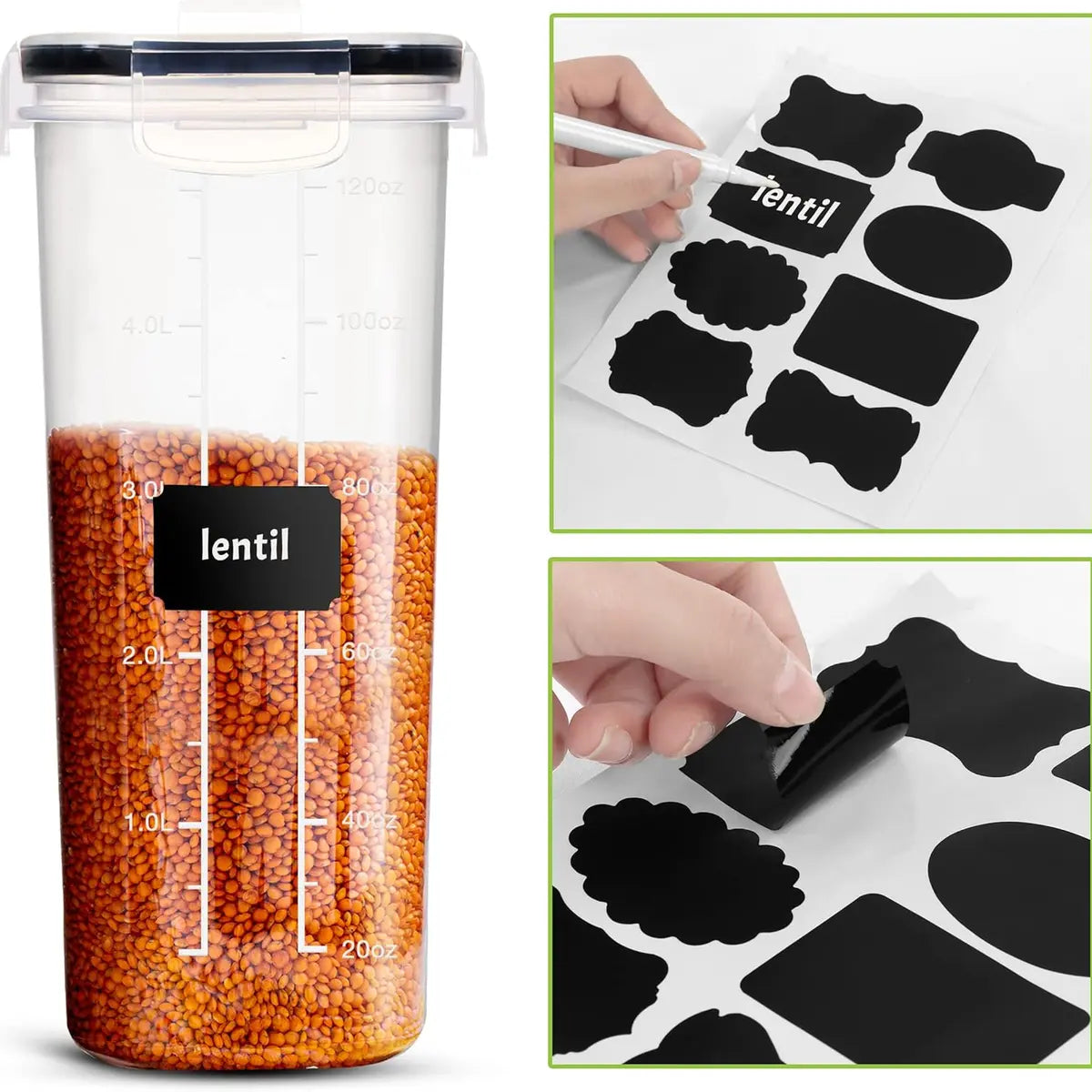 Kitchen 4-Pack Airtight Cereal Containers – 4L, BPA-Free, Leakproof Pantry Storage