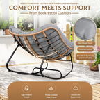 Oversized Wicker Papasan Rocking Chair with Cushion – 450 lb Capacity, Indoor/Outdoor Lounge Chair