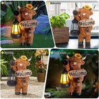 Highland Cow Garden Lantern Statue – Solar-Powered Farmhouse Welcome 🐄🏡