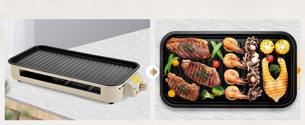 Electric Indoor Grill & Griddle - 2-in-1 Smokeless Kitchen Grill, 1500w, Dishwasher Safe, BBQ Pan with Non-Stick Plates