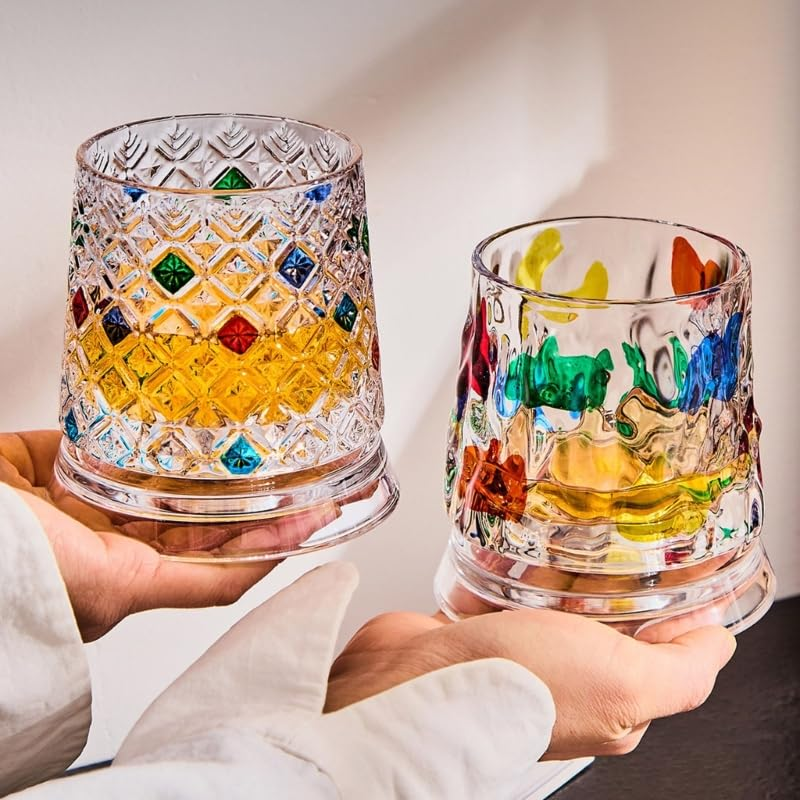 Rotating Crystal Whiskey Glass – Hand-Painted Star Base 🥃✨