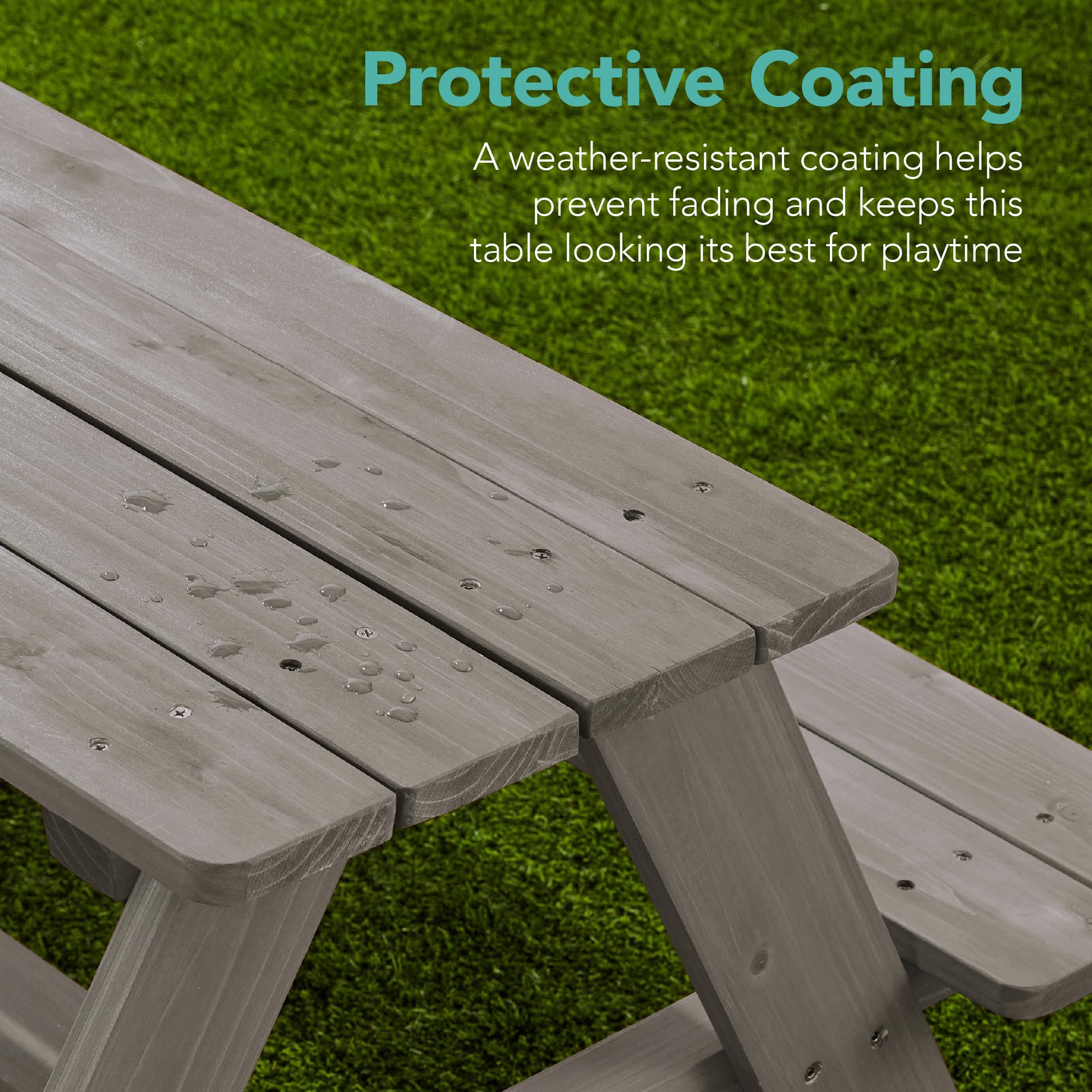 🔥🛟Outdoor essentials🌲Kids Outdoor Picnic Table with Umbrella – Wooden Activity Table, 220 lb Capacity