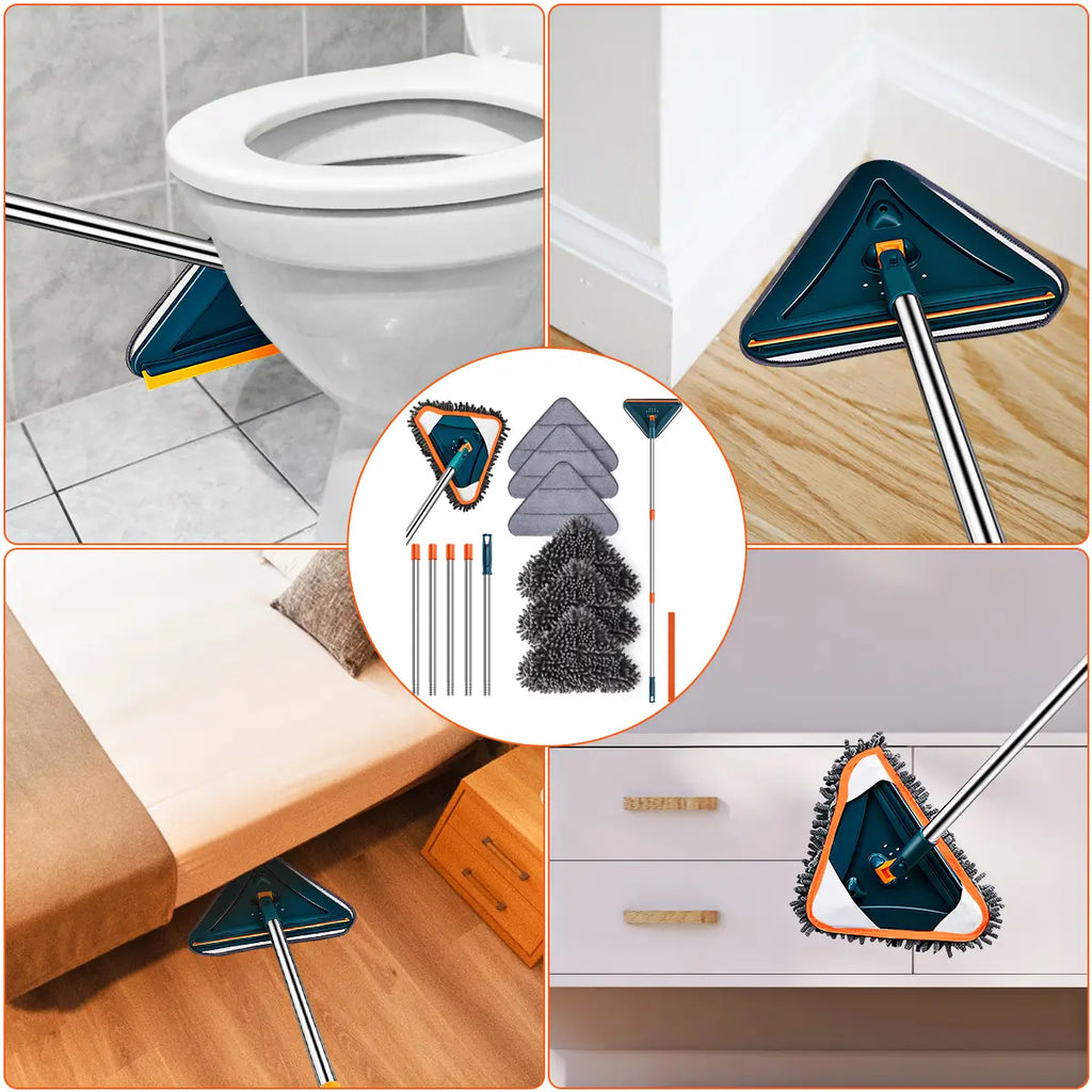 Adjustable Wall Mop with 360° Spinning Head – Long Handle Cleaning Tool