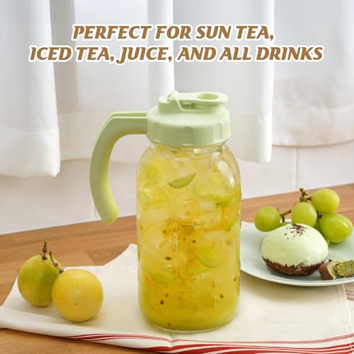 64oz Mason Jar Pitcher with Flip Spout Lid & Handle – Leak-Proof