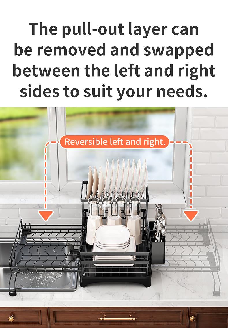 Foldable Dish Drying Rack with Pull‑Out Tray 🍽️🔄