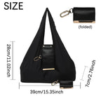Keychain Foldable Tote Bag – Nylon &Leather, Expandable Design 👜🔑