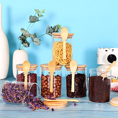 8&12 PACKS Airtight Bamboo Lid Glass Jar – Borosilicate Food Storage with Scoop 🫙🎋