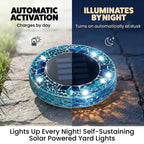 Solar Outdoor Mosaic Disk Lights, Waterproof Decorative Pathway LED Light, Auto On/Off