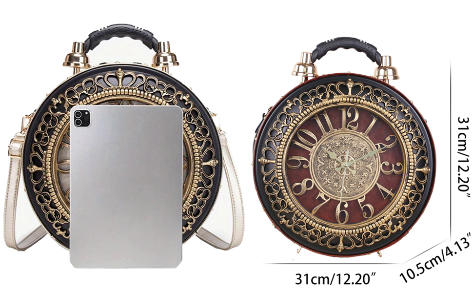 Steampunk Clock Crossbody Purse – Retro Vintage Shoulder Bag