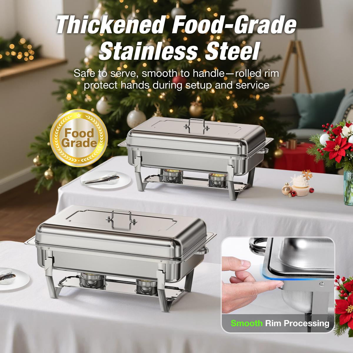 9QT Chafing Dish Set – Foldable Stainless Steel Buffet Warmer with Full or Multi-Size Pans